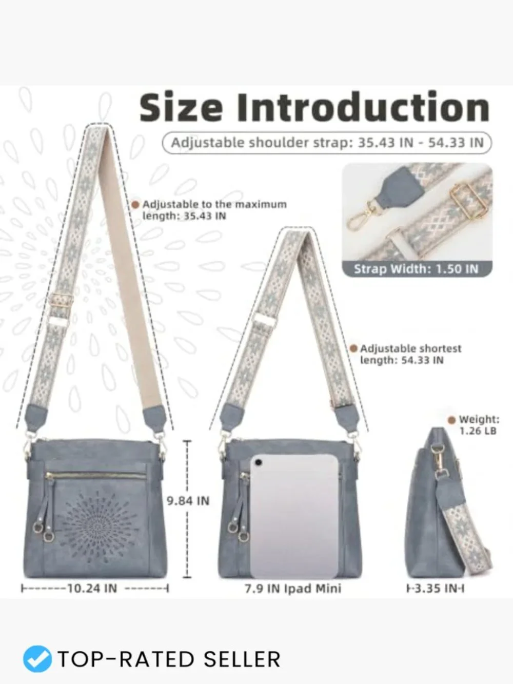 Faux Leather Hobo Crossbody Bag Multi Pocket Adjustable Strap Purse